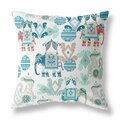 Palacedesigns 16 in. Tribal Indoor & Outdoor Zip Throw Pillow Blue & White PA3668258